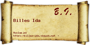 Billes Ida névjegykártya